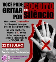 22 de julho: Dia Estadual de Combate ao Feminicídio. 