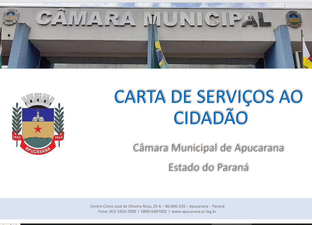 Câmara de Apucarana lança  “Carta de Serviços ao Cidadão” 