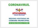 Coronavírus - Medidas na Câmara de Apucarana