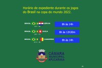 Expediente na Câmara de Apucarana sofrerá alterações durante os jogos do Brasil na Copa